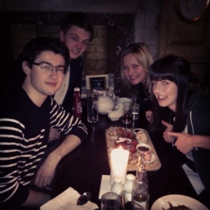 dinner in the eagle with nick, matt & rachel. i had hunter's chicken.hunter you did well. 